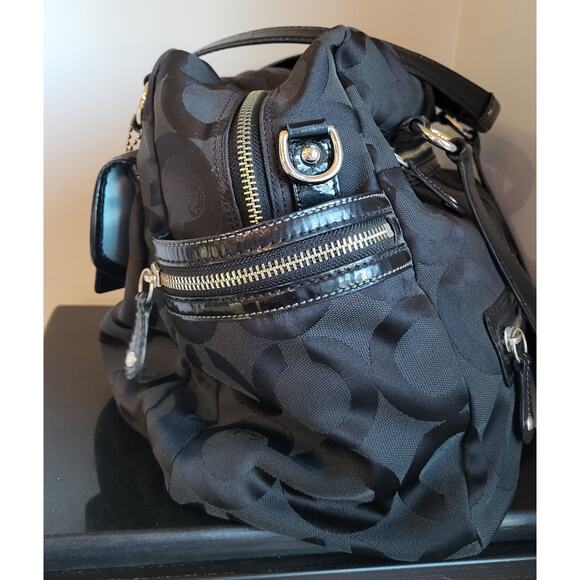 Coach Black Signature Sateen Diaper Bag With Pad Tote Bag Large A0969-13629 EUC - Picture 3 of 16